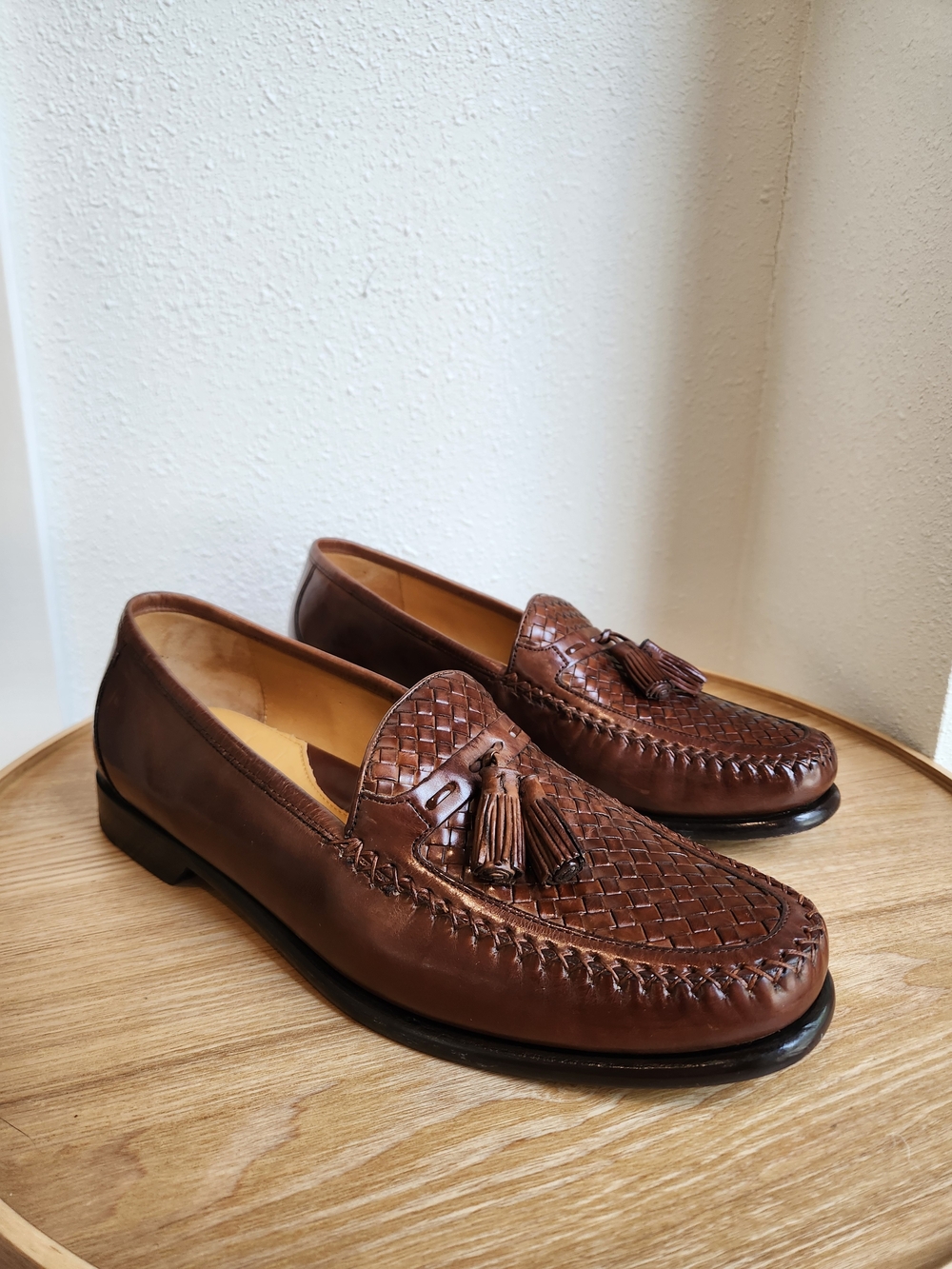 Johnston & Murphy Brown Woven Tassel Loafers